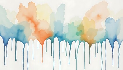 Abstract Watercolor Dripping Paint Landscape