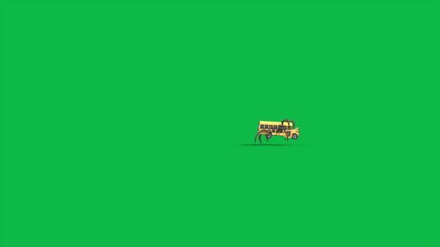 Green Screen School Bus Eater Monster, Big Mouth, 3D Animations SCP Rendering CGI Cinematic 4K
