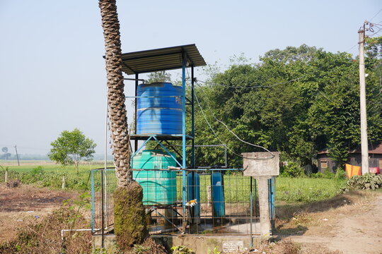 A Tunki Structure which is a system used for water storage and distribution, often found in rural areas