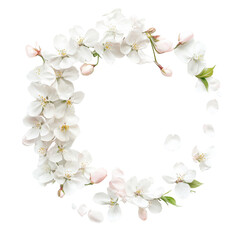 Obraz premium beautiful floral wreath made of delicate white and pink blossoms, perfect for spring decorations or invitations. arrangement showcases nature elegance and charm