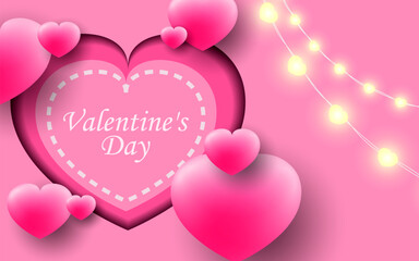 Valentine's day balloon love heart invitation on background. vector illustration