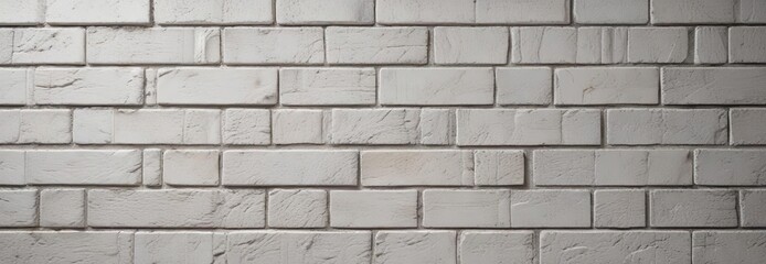 Obraz premium Close-up of white ceramic brick tiles on a brick wall with gray mortar, tile, wall, gray