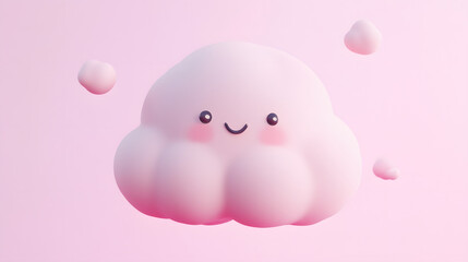 Cute Smiling Cloud Character 3D Render