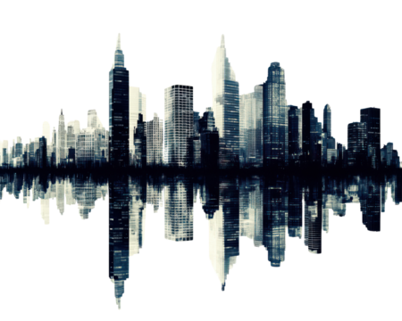 City skyline silhouette with reflection, creative and modern look.