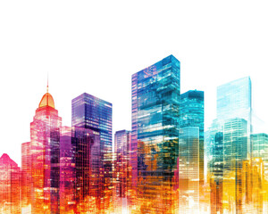 Colorful city skyline silhouette on a white isolate background