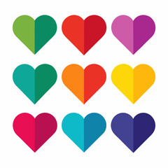 set of heart vector art illustration