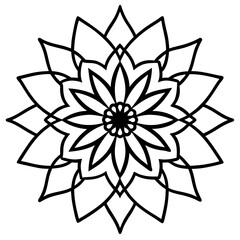 Mandala Floral Pattern with Intricate Symmetry for Adult Coloring Pages