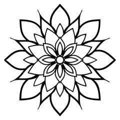 Mandala Floral Pattern with Intricate Symmetry for Adult Coloring Pages