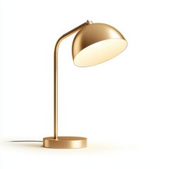 Stylish gold desk lamp on a white isolated background.