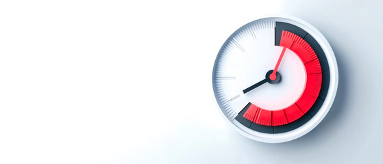 A sleek, modern timer displaying a red and white color scheme, indicating urgency or countdown.