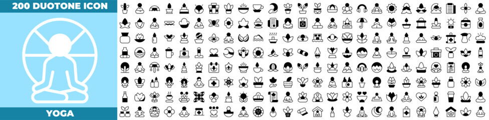 Yoga Duotone Editable Icons set