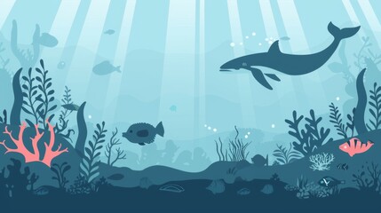 Obraz premium Exploring the vibrant underwater kingdom filled with marine life, coral reefs, and graceful swimming creatures in a serene aquatic environment