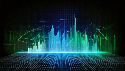 Futuristic Digital Stock Market Analysis with Financial Data Visualization