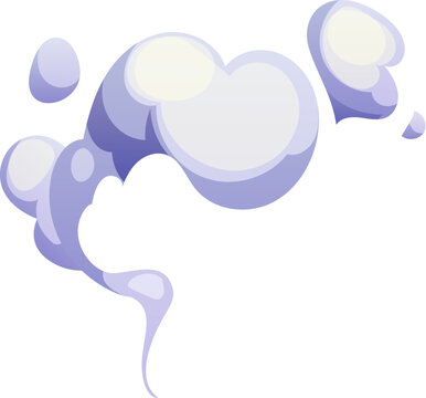 Cartoon curve fume, spray, perfume puff cloud or rising smoke. Vector pesticide fumigation steam, whimsical, swirling shape, rounded formation with mystical, magical vibe for fantasy Halloween theme