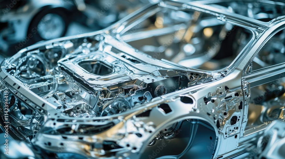 Poster a close-up of a car modular parts, illustrating how automakers are designing vehicles for easy disas