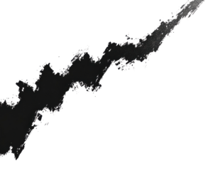 Dynamic black smoke trail on a transparent background