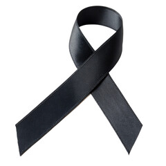 black awareness ribbon on transparent background