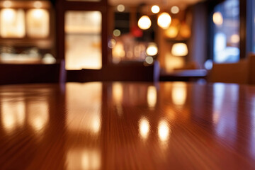 Christmas lights on the table blur background