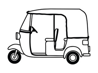 Auto Rickshaw Line Art Silhouette Vector