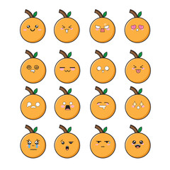 Orange Cute Face Icon Set