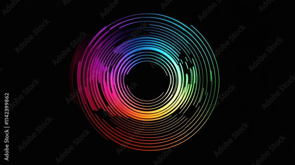 Poster abstract animation of colorful sound wave circle equalizer. animation. audio spectrum simulation for