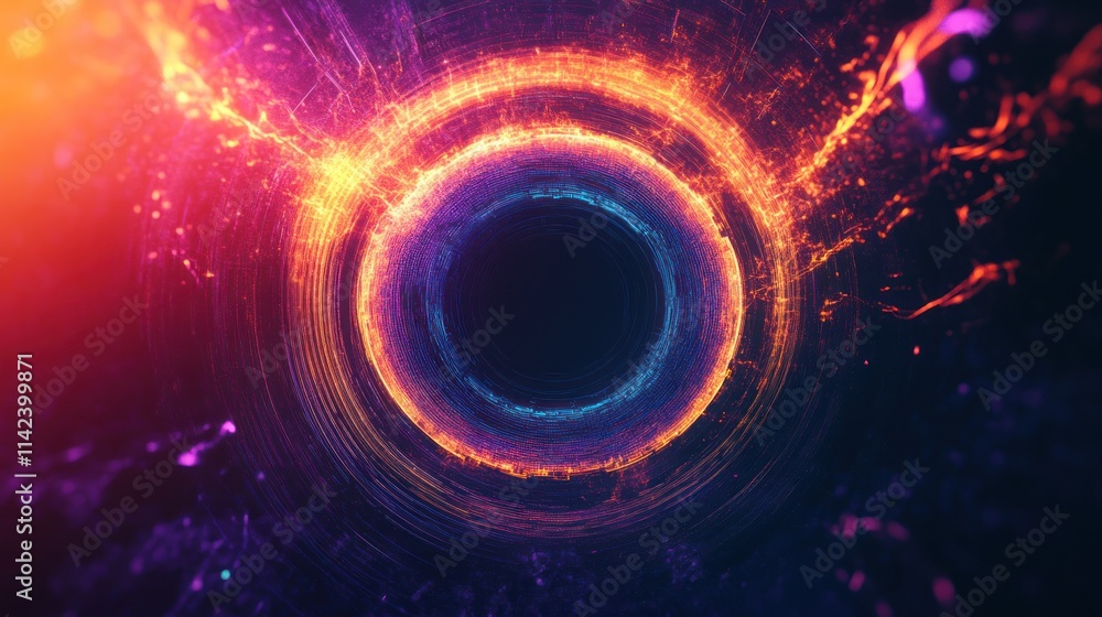 Poster abstract animation of colorful sound wave circle equalizer. animation. audio spectrum simulation for