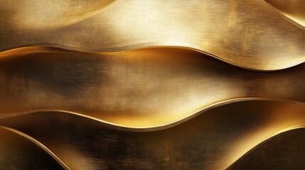 A close-up of an elegant, textured gold surface featuring flowing, wavy patterns that reflect light beautifully.