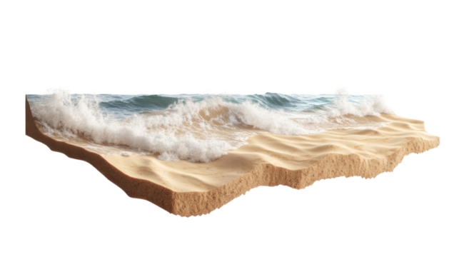 Sandy beach, transparent background