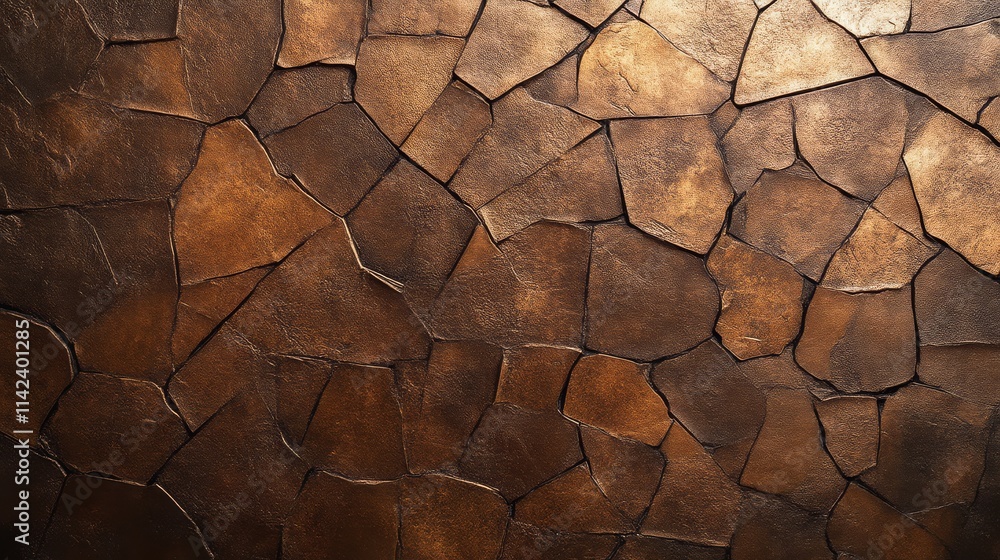 Aufkleber a textured surface featuring irregularly shaped brown tiles, creating a warm and rustic appearance.