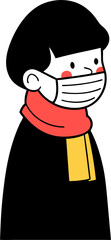 Illustration of a boy child in a medical protective mask