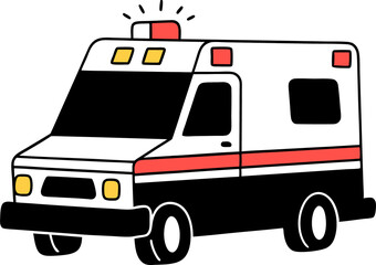 Illustration of an ambulance with flashing lights