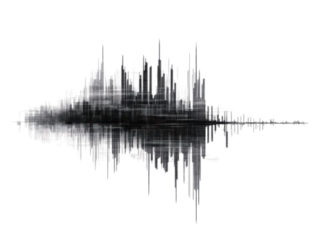 Sound wave graphic representation with elements of frequency and amplitude.