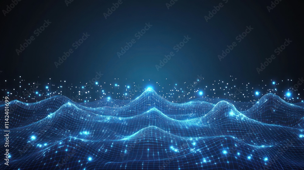 Poster abstract network connection background, featuring interconnected glowing nodes and lines in a dynami