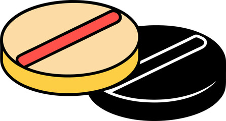 Illustration of two medicinal tablets in different colors