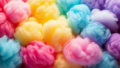 Fototapeta premium Soft Pastel Cotton Candy Texture Background in Dreamy Yellow, Purple, and Pink Shades