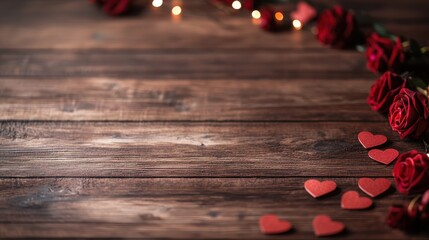 Love decoration with red hearts romantic setting close-up