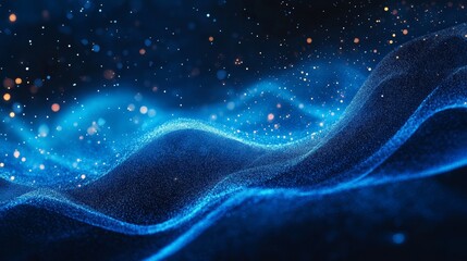 Blue grainy gradient background, noise texture effect, dark abstract web banner design, copy space, Generative AI