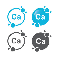 Mineral Ca Calcium, blue shining pill, capsule, - icon, vector, sticker.