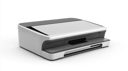 Modern Sleek Office Printer on Isolated Background