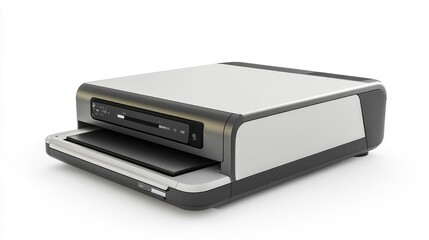Modern Sleek Office Printer Isolated on White Background