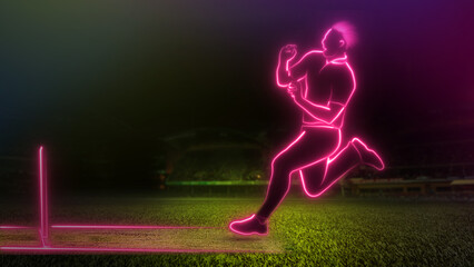 Cricket bowling Sport Neon Lights