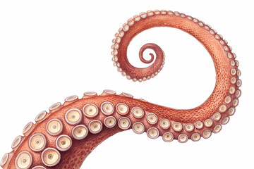 Obraz premium A vibrant illustration of an octopus tentacle, showcasing its texture, suction cups, and natural curves.