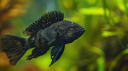 Fototapeta premium Black Spotted Fish in an Aquarium