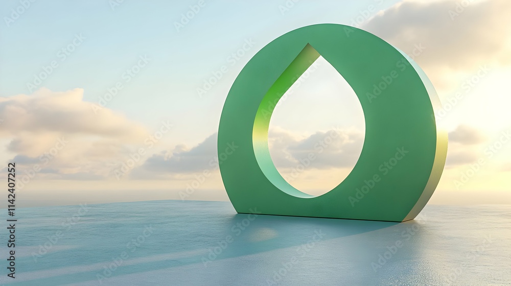 Poster Abstract 3D Render Green Teardrop Gateway