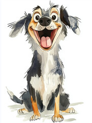 Watercolor Humorous Exaggerated Dog Caricatures