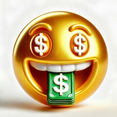 3D Emoji with Money Mouth and Detailed Shadows