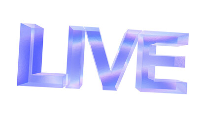 3d Live text with aberration effect isolated on a transparent background. Blue tone. 3d transparent elements for graphic design.