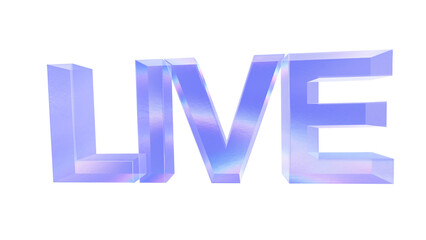 3d Live text with aberration effect isolated on a transparent background. Blue tone. 3d transparent elements for graphic design.