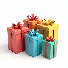 Obraz premium pack of colorful gift box on isolated white background