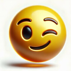 Fototapeta premium 3D Wink Emoji with Shiny Yellow Finish